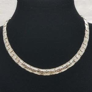 Vintage Serpentine Chain Silver Choker Necklace